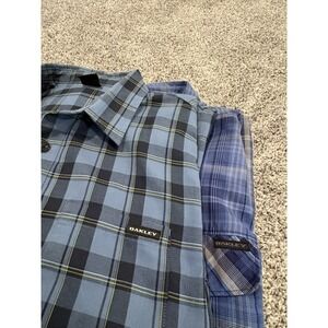 Oakley Shirt Mens Size Medium Blue Plaid Long Sleeve Button Up 2 Shirt Bundle